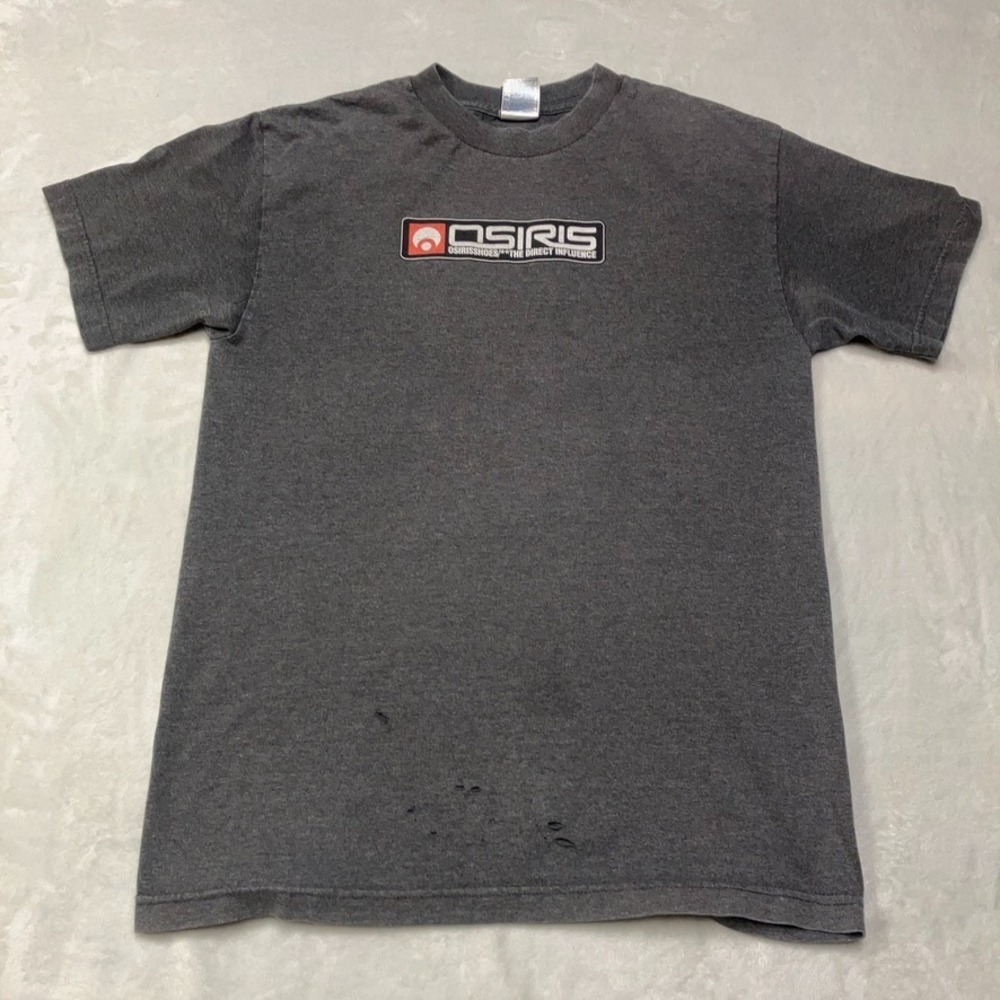 Y2K Osiris Shoes Distressed T-Shirt Men's Medium Gray Skateboarding VTG